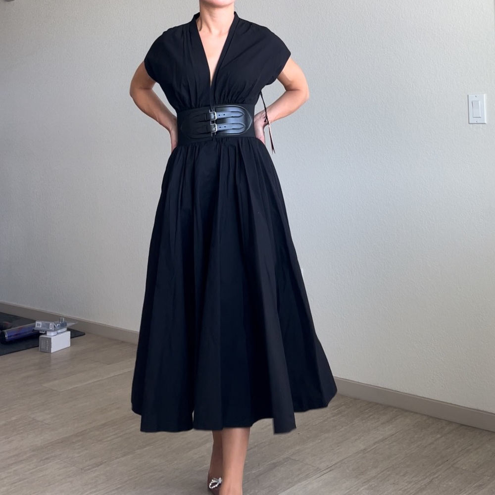 ALAIA BELTED MIDI JAPANESE POPLIN DRESS - Picture 7 of 16